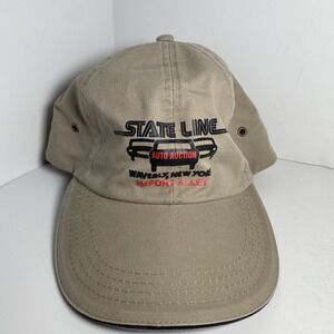 Vintage State Line Auto Auction Waverly NY Hook Loop Hat Cap Embroidered Nissin